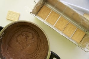 Skuhati kremu od pudinga i pripremiti kekse i kalup